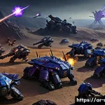 스타크래프트2 캠페인 모드 공략 - **Terran Defensive Stand Against Zerg Swarm**
    A highly detailed, cinematic rendering of a desper...